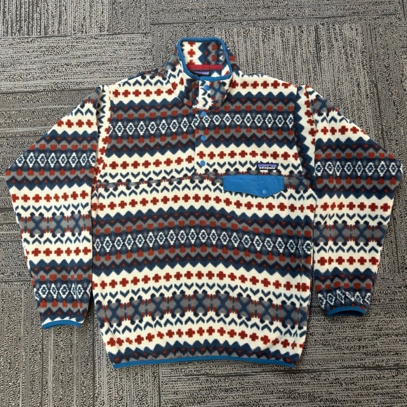 Patagonia Synchilla Lightweight Snap-T Pullover Aztec Print - Picture 1 of 4